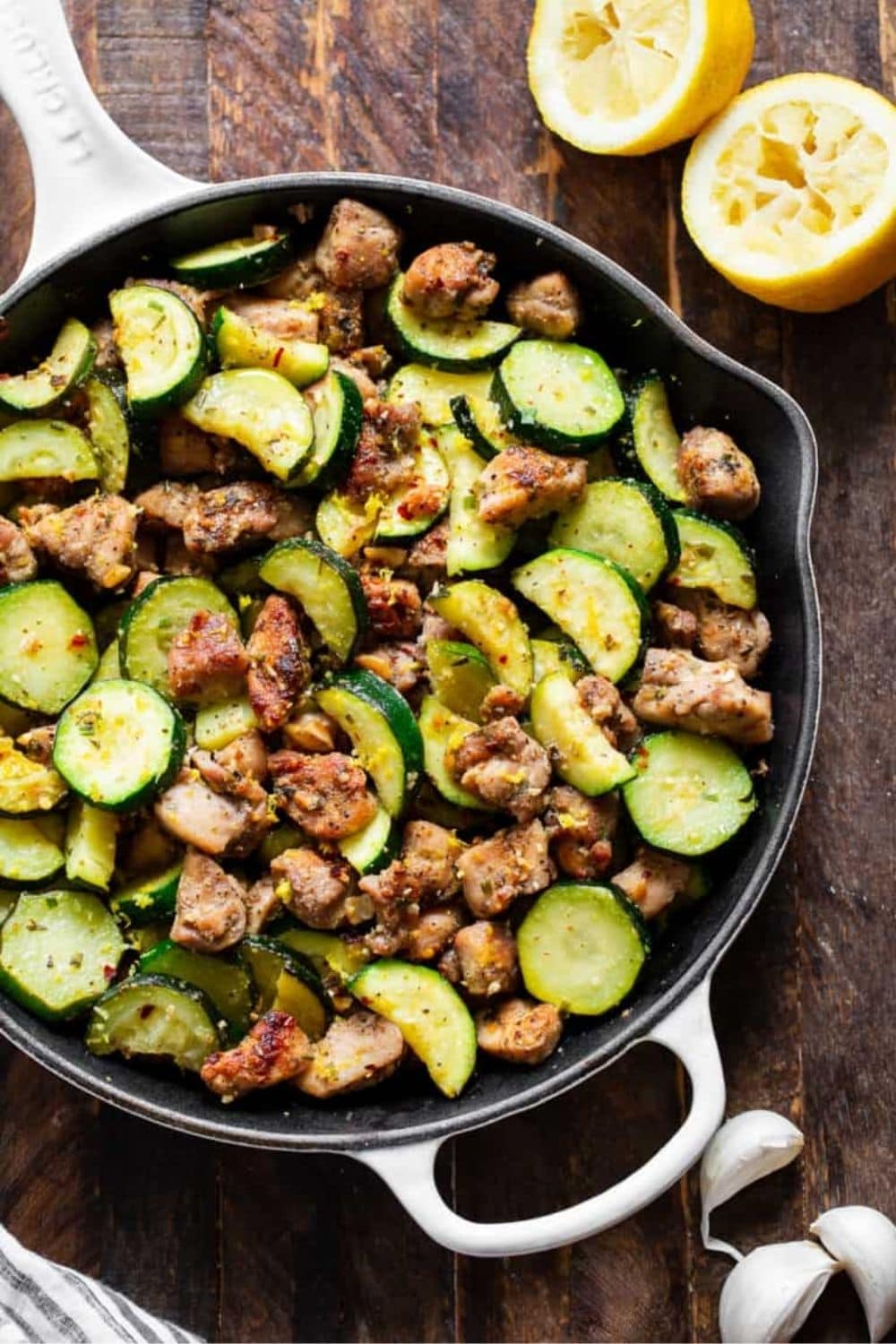 Lemon Garlic Chicken Zucchini Skillet