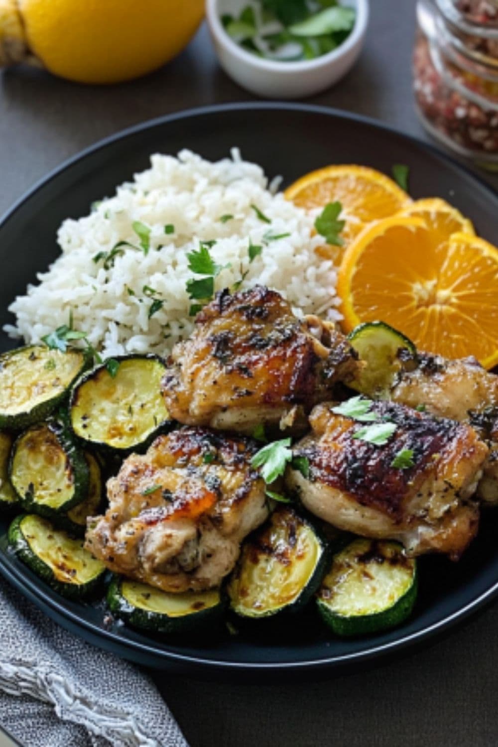 Oregano Garlic Chicken Thighs and Zucchini